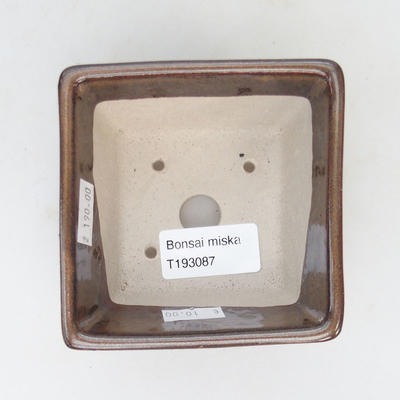 Ceramiczna miska bonsai 9,5 x 9,5 x 5,5 cm, kolor brązowy - 3