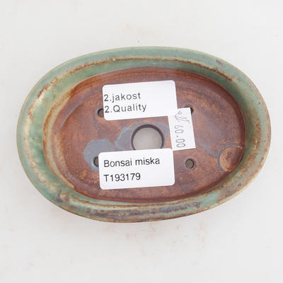 Ceramiczna miska bonsai 12 x 8,5 x 3 cm, kolor brązowo-zielony - 2. jakość - 3