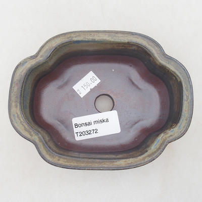 Ceramiczna miska bonsai 13 x 10 x 5 cm, kolor brązowo-niebieski - 3