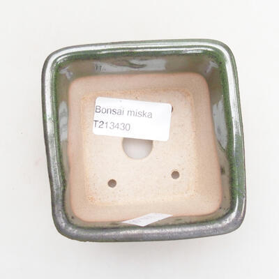Ceramiczna miska bonsai 8 x 8 x 5 cm, kolor metaliczny zielony - 3