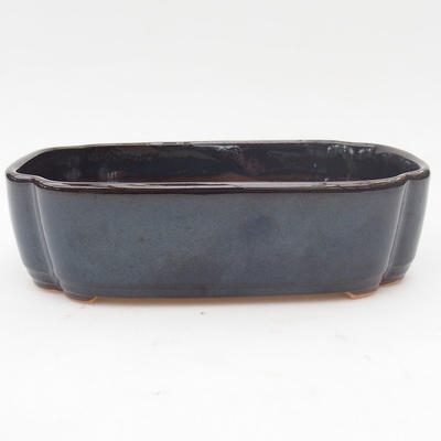 Ceramiczna miska bonsai 18,5 x 13,5 x 5 cm, kolor czarno-niebieski - 3