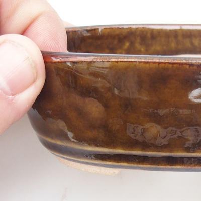 Ceramiczna miska bonsai 13 x 8,5 x 4 cm, kolor brązowy - 3