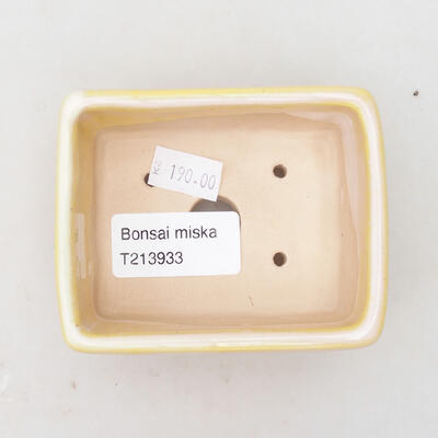 Ceramiczna miska bonsai 9 x 7 x 4 cm, kolor żółto-biały - 3