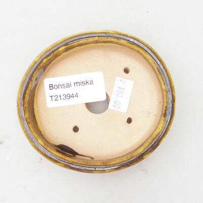 Ceramiczna miska bonsai 9 x 8,5 x 2,5 cm, kolor żółto-brązowy - 3