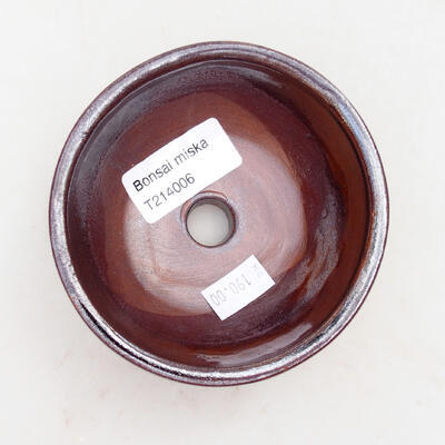 Ceramiczna miska bonsai 9,5 x 9,5 x 5 cm, kolor brązowo-czarny - 3