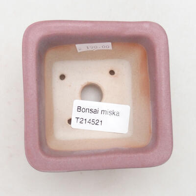 Ceramiczna miska bonsai 8 x 8 x 5,5 cm, kolor różowy - 3