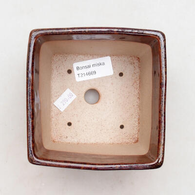 Ceramiczna miska bonsai 11,5 x 11,5 x 8,5 cm, kolor brązowy - 3