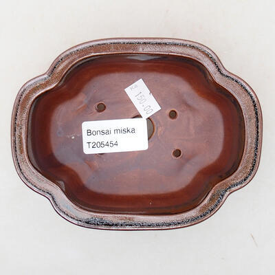 Ceramiczna miska bonsai 12,5 x 9,5 x 5 cm, kolor brązowo-czarny - 3