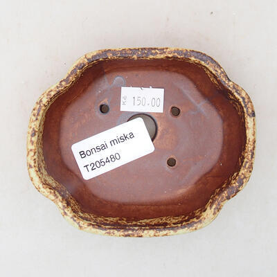 Ceramiczna miska bonsai 10 x 8,5 x 3 cm, kolor brązowo-żółty - 3