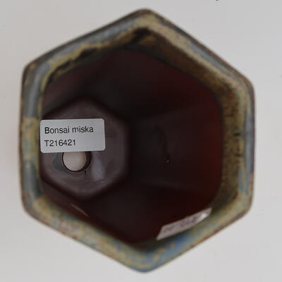 Ceramiczna miska do bonsai 9 x 8,5 x 14 cm, kolor brązowo-niebieski - 3