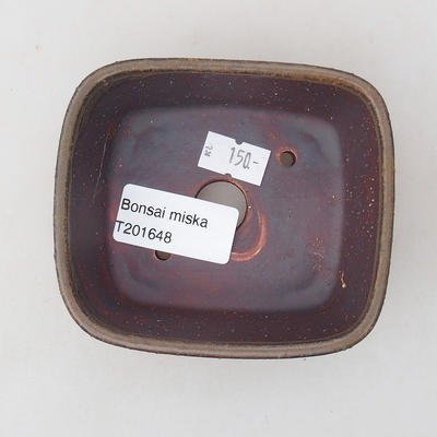 Ceramiczna miska bonsai 9,5 x 8,5 x 3,5 cm, kolor brązowy - 3