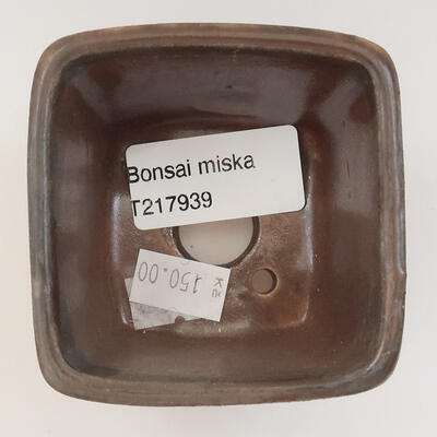 Ceramiczna miska bonsai 6,5 x 6,5 x 4 cm, kolor brązowy - 3