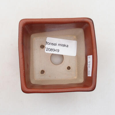 Ceramiczna miska bonsai 7 x 7 x 6,5 cm, kolor brązowy - 3