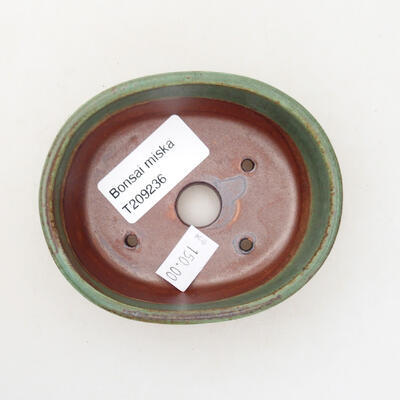 Ceramiczna miska bonsai 9 x 7,5 x 3,5 cm, kolor zielono-brązowy - 3