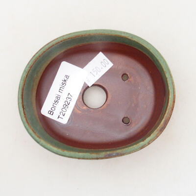 Ceramiczna miska bonsai 9 x 7,5 x 3,5 cm, kolor zielono-brązowy - 3
