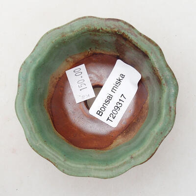 Ceramiczna miska bonsai 7,5 x 7,5 x 4 cm, kolor brązowo-zielony - 3