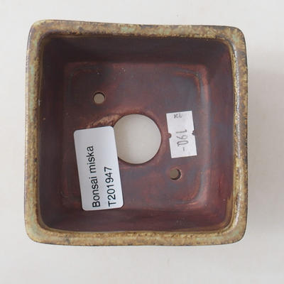 Ceramiczna miska bonsai 8 x 8 x 6 cm, kolor brązowy - 3