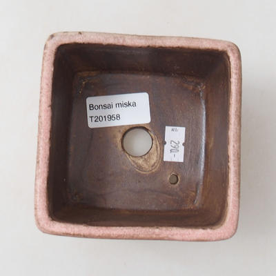 Ceramiczna miska bonsai 10 x 10 x 6,5 cm, kolor różowy - 3