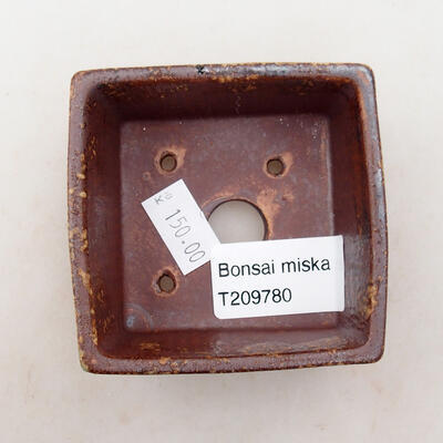 Ceramiczna miska bonsai 6,5 x 6,5 x 3,5 cm, kolor brązowy - 3