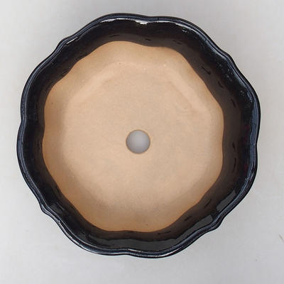 Ceramiczna miska bonsai H 06 - 14,5 x 14,5 x 4,5 cm, czarny połysk - 3