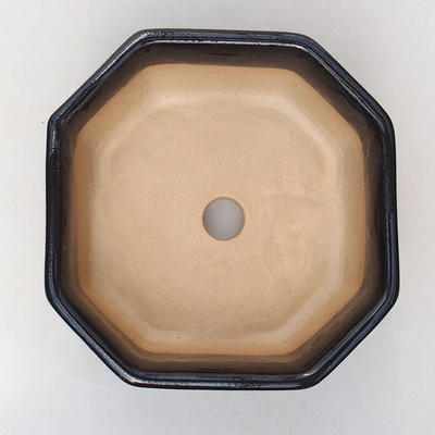 Ceramiczna miska bonsai H 13 - 11,5 x 11,5 x 4,5 cm, czarny połysk - 3