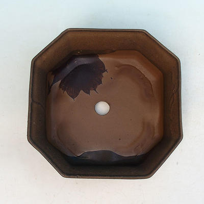 Ceramiczna miska bonsai H 14 - 17,5 x 17,5 x 6,5 cm, brązowy - 3